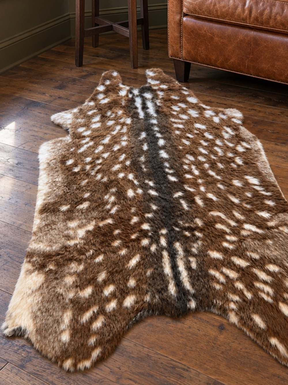 Fawn Deer Hide Rug Brown Fur Pelt Rustic Cabin Western Boho Farmhouse Decor faux